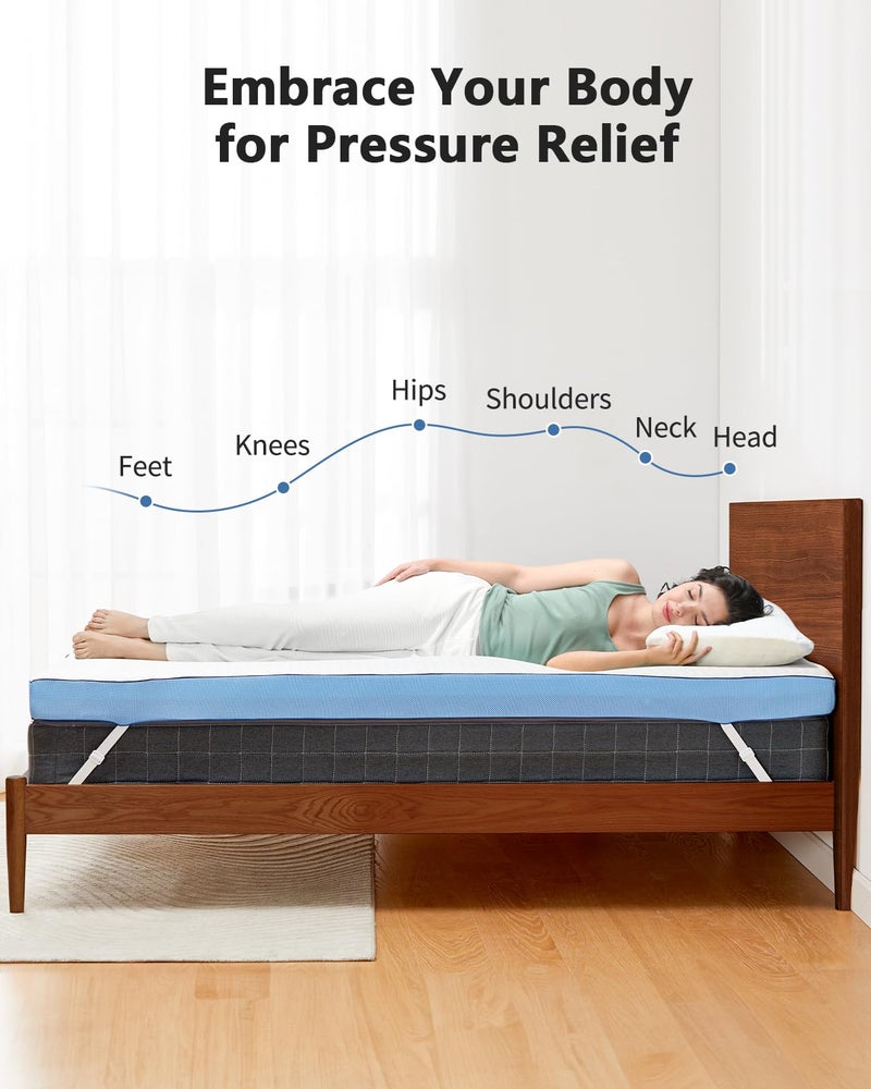 PERLECARE 3 Inch Firm Mattress Topper Twin Size, Cooling Gel-Infused & Bamboo Charcoal Memory Foam Bed Topper for Pressure Relief, High-Density Mattress Pad with Removable Cover - Image 3