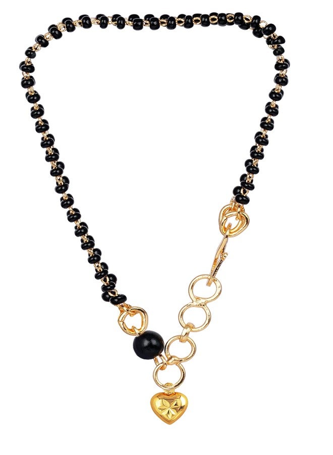 JFL - Jewellery for Less Romantic|Valentines day|Gift idea|for her|Women| Girls|Wife|Girlfriend|Lover|Fiance|Crush Gold Plated Stylish Floral Heart Pendant Hand Mangalsutra for Women,Valentine - Image 1