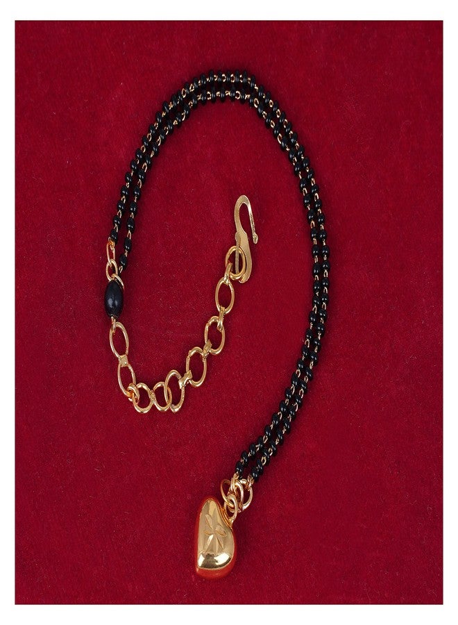 JFL - Jewellery for Less Romantic|Valentines day|Gift idea|for her|Women| Girls|Wife|Girlfriend|Lover|Fiance|Crush Gold Plated Stylish Floral Heart Pendant Hand Mangalsutra for Women,Valentine - Image 4