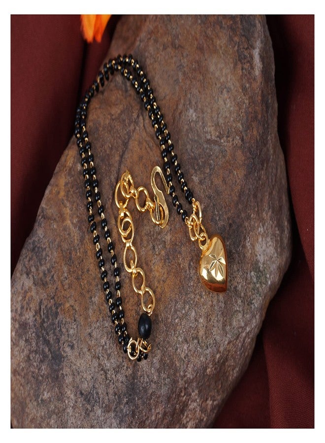 JFL - Jewellery for Less Romantic|Valentines day|Gift idea|for her|Women| Girls|Wife|Girlfriend|Lover|Fiance|Crush Gold Plated Stylish Floral Heart Pendant Hand Mangalsutra for Women,Valentine - Image 3