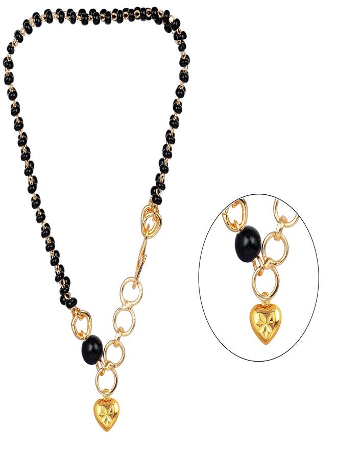 JFL - Jewellery for Less Romantic|Valentines day|Gift idea|for her|Women| Girls|Wife|Girlfriend|Lover|Fiance|Crush Gold Plated Stylish Floral Heart Pendant Hand Mangalsutra for Women,Valentine - Image 5