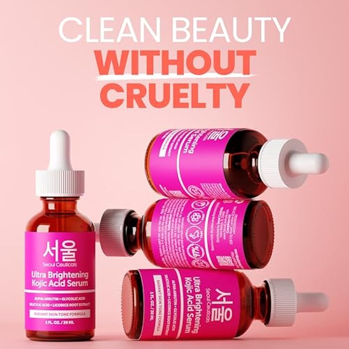 SeoulCeuticals Korean Skin Care Kojic Acid Serum Alpha Arbutin – Dark Spot Remover Corrector Glycolic Acid + Salicylic Acid K Beauty 1oz - Image 4