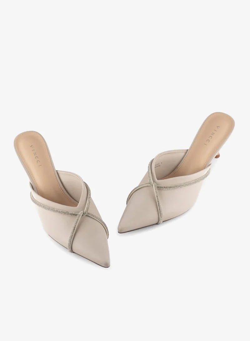 Vincci Beige Women Pointed Toe Mid Heel Pumps for Women | Best Price UAE