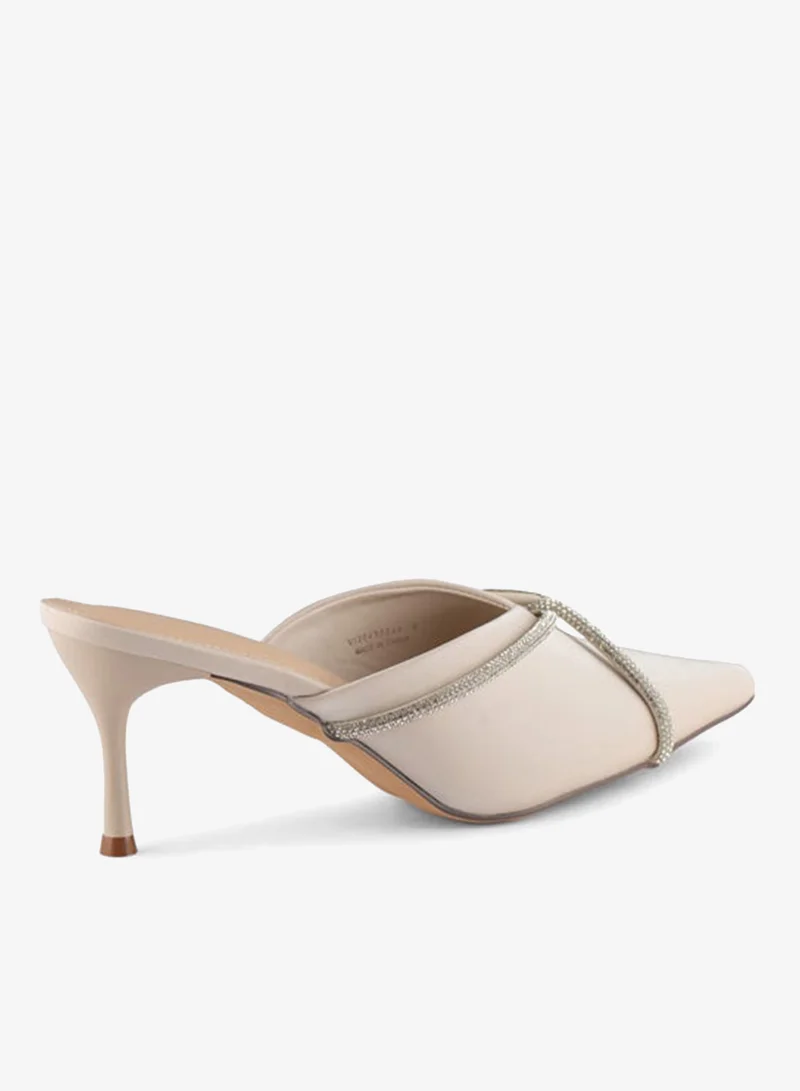 Vincci Beige Women Pointed Toe Mid Heel Pumps for Women | Best Price UAE