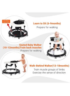 TANGBLIB Baby Walker Foldable with 9 Adjustable Heights, Baby Walkers and Activity Center for Boys Girls Babies 7-18 Months, Baby Walker with Wheels Portable  - Image 3