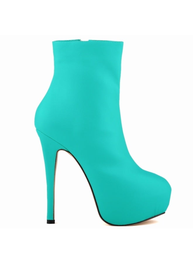 Loquat Ultra-high heel round-toe short women's boots 14cm Green  - Image 2