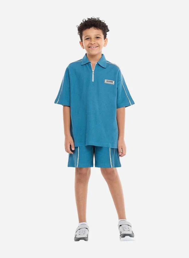 victor and jane Victor And Jane Boys Textured Knit Polo T-Shirt and Shorts Set