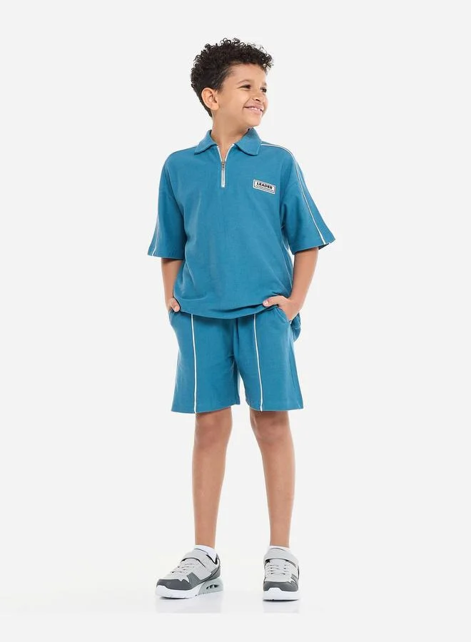victor and jane Victor And Jane Boys Textured Knit Polo T-Shirt and Shorts Set