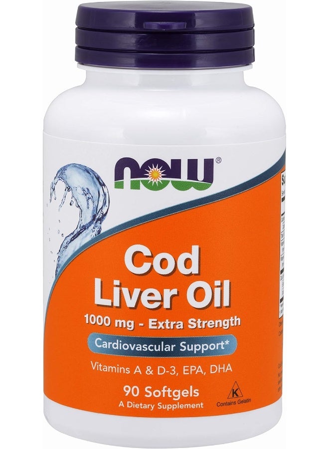 Now Foods Cod Liver Oil Soft Gels, 1000 mg, 90 Count (2 Pack) - Image 1