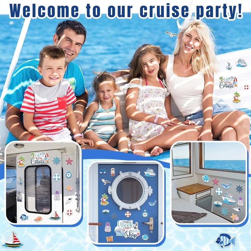 TREACLUB 27PCS Cruise Door Decorations Magnetic, Large Nautical Ship Magnets Reusable Funny Carnival Cruise Cabin Magnets Stickers for Door Decorations Fridge Car Computer - Image 5