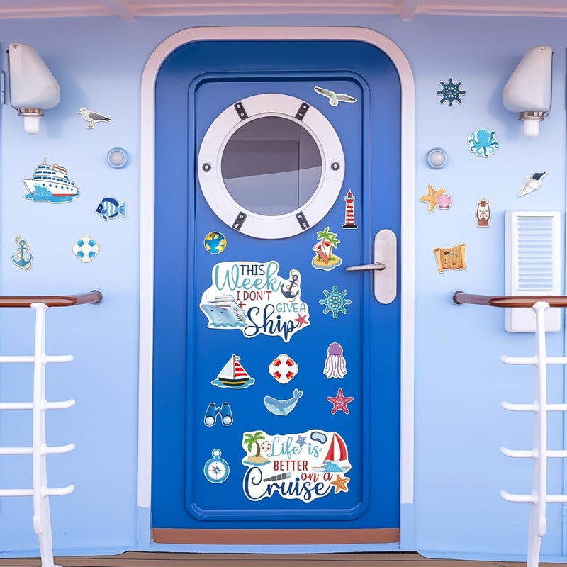 TREACLUB 27PCS Cruise Door Decorations Magnetic, Large Nautical Ship Magnets Reusable Funny Carnival Cruise Cabin Magnets Stickers for Door Decorations Fridge Car Computer - Image 4