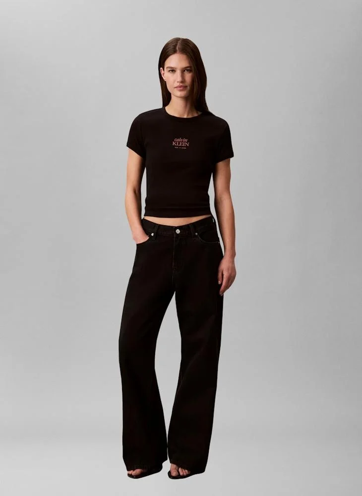 Calvin Klein Jeans  Casual 2X2 Baby Rib Logo Baby T-Shirt for Women | Best Price UAE