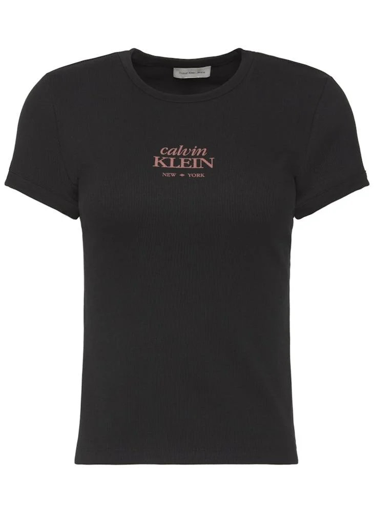 Calvin Klein Jeans  Casual 2X2 Baby Rib Logo Baby T-Shirt for Women | Best Price UAE