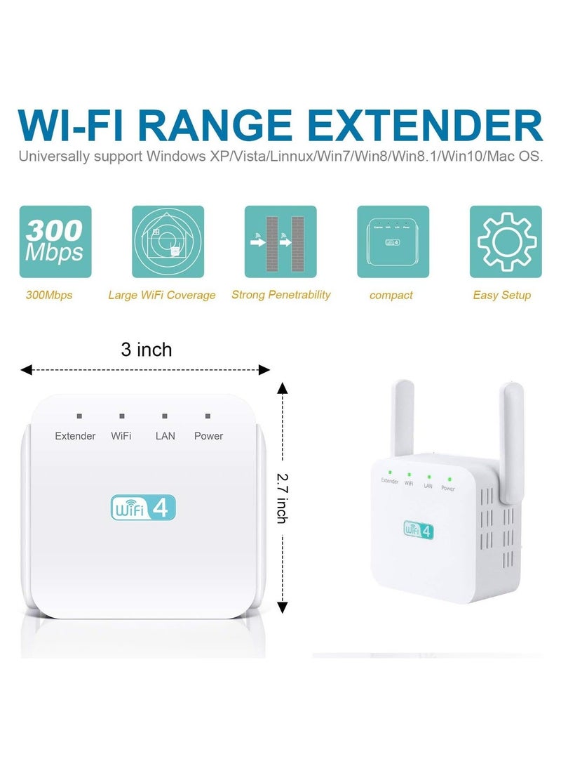 كابتن تيك WiFi Extender Booster, WiFi Booster, WiFi Extender, 300Mbps 2.4GHz Range Extender, Wireless Internet Booster, with WAN/LAN Port, 2 Antennas, Easy Setup, UK Plug, A(WHX)2, for Home, Office - Image 2