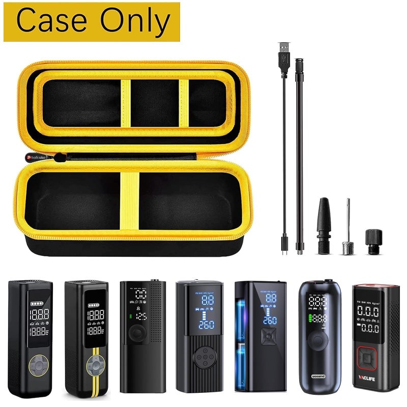 PSofcake Case Compatible with Fanttik X8 for APEX Tire Inflator Portable Air Compressor 2X Faster Inflation. Storage Holder for airmoto/for VacLife/for Powools/for RYSEAB Air Pump (Box Only) - Yellow Zipper - Image 2
