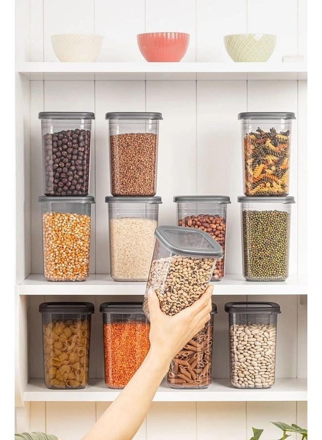 أورجانيزرز 4 قطع حاوية تخزين طعام قابلة لإعادة الاستخدام بغطاء قابل للإزالة مصنوع من البلاستيك الصحي بسعة 1.3 لتر - يمكنها تنظيم الطعام والتوابل والحبوب والمكسرات - رمادي شفاف - Image 5