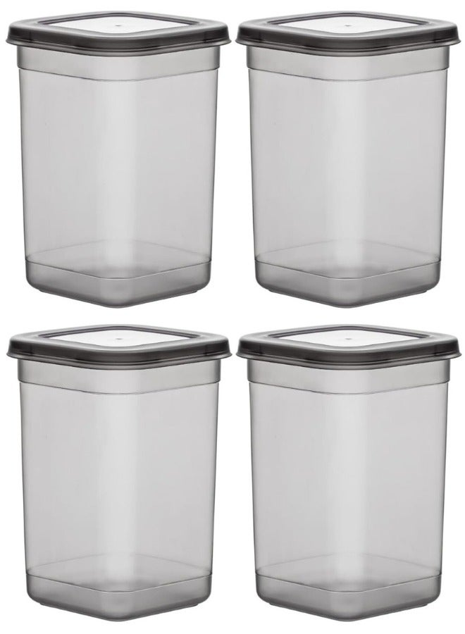 أورجانيزرز 4 قطع حاوية تخزين طعام قابلة لإعادة الاستخدام بغطاء قابل للإزالة مصنوع من البلاستيك الصحي بسعة 1.3 لتر - يمكنها تنظيم الطعام والتوابل والحبوب والمكسرات - رمادي شفاف - Image 1