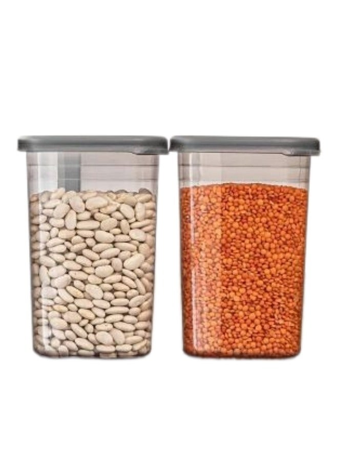 أورجانيزرز 4 قطع حاوية تخزين طعام قابلة لإعادة الاستخدام بغطاء قابل للإزالة مصنوع من البلاستيك الصحي بسعة 1.3 لتر - يمكنها تنظيم الطعام والتوابل والحبوب والمكسرات - رمادي شفاف - Image 3