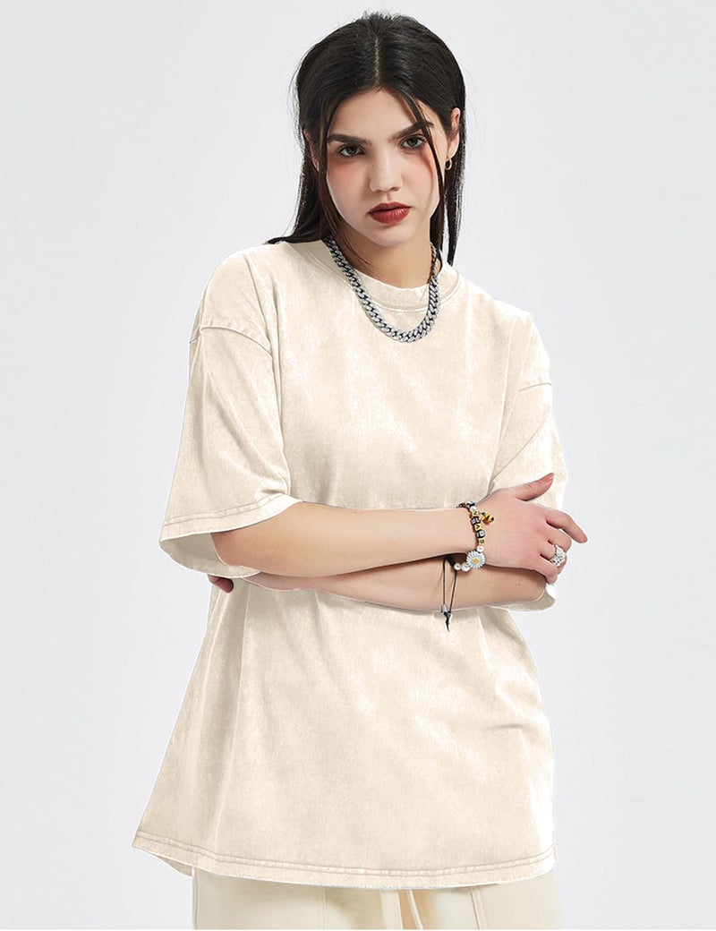 Yimoon 3 Pack Oversized Tshirts for Women Washed Vintage Baggy Boyfriend Tees Short Sleeve Unisex Cotton Tops(Blackkhakibeige-M) - Image 2