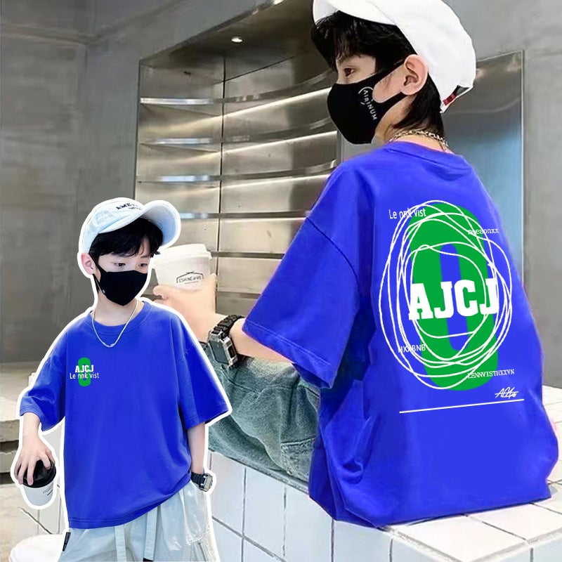 Boys Summer T-Shirt Short-Sleeved Children'S Summer Cotton Half-Sleeved T-Shirt Boys Trendy Brand Fried Street Top T - Image 1