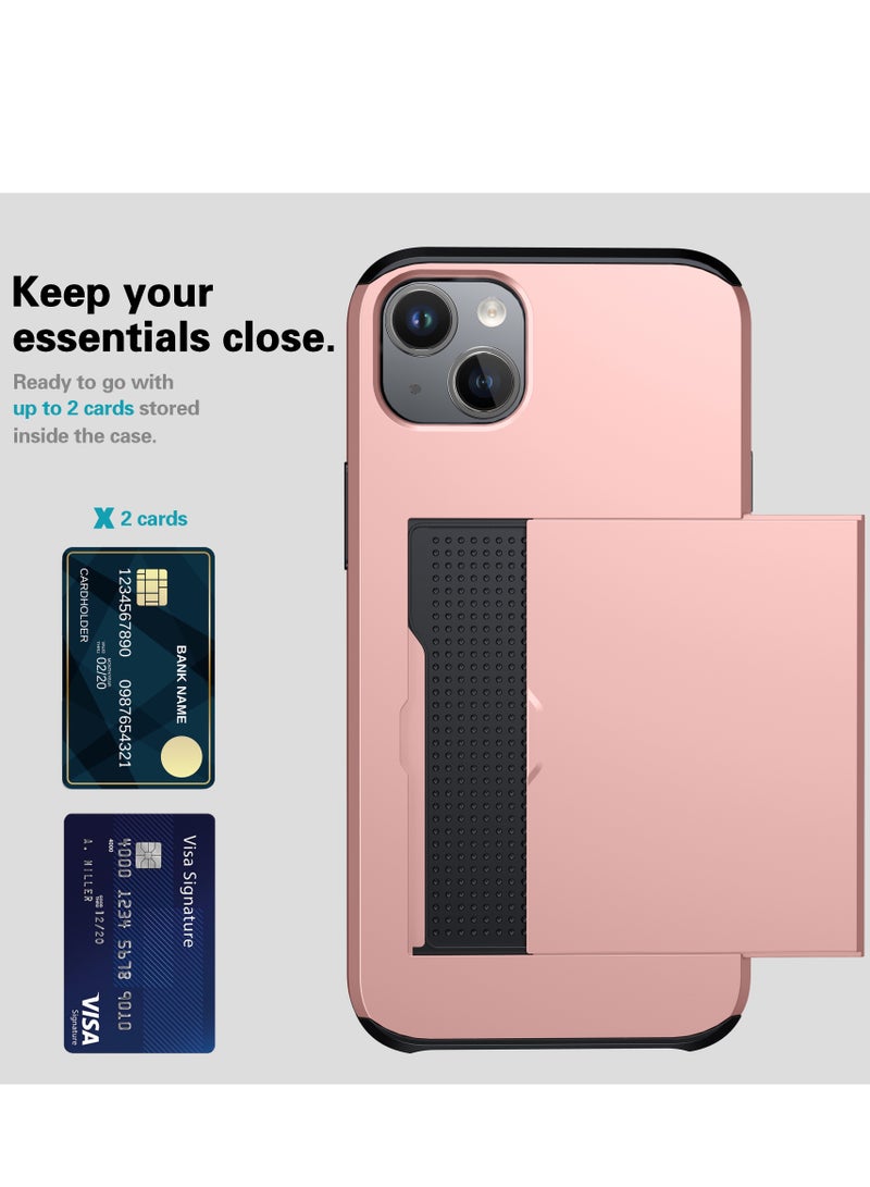 جولف لينك حافظة آيفون 15 بلس مع حامل بطاقات شديدة التحمل بطبقة مزدوجة مخفية وفتحة للبطاقات رفيعة باللون الرمادي - Image 4