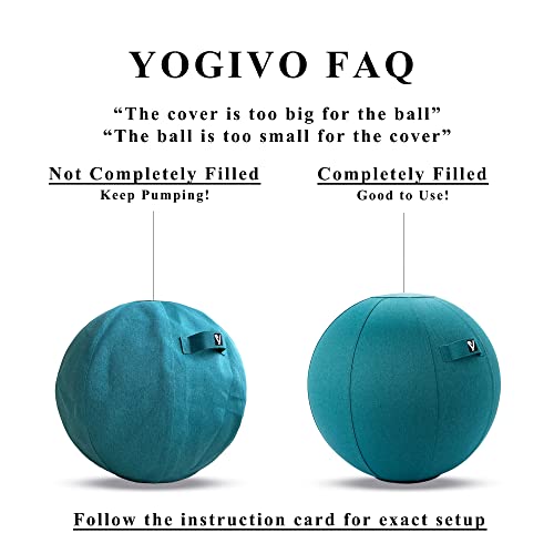 YOGIVO كرسي كرة يوجيف، كرسي كرة اليوغا، كرسي كرة التمرين لمكتب المنزل، كرة الاستقرار للياقة البدنية والبيلاتس، مقعد كرة التوازن المريح مع غطاء ومضخة - Image 4