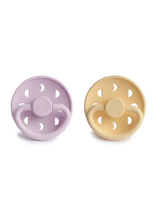 FRIGG Moon Phase Silicone Baby Pacifier 0-6M 2-Pack Pale Daffodil/Soft Lilac - Size 1 - Image 2