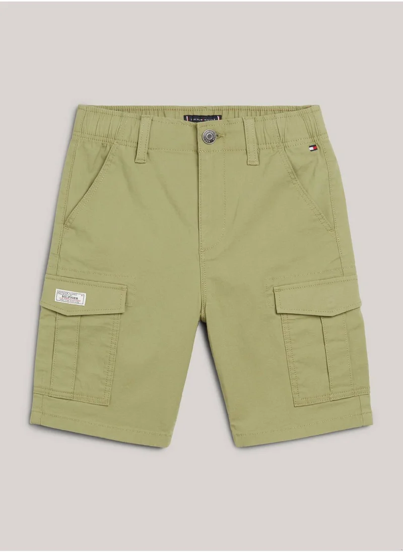 TOMMY HILFIGER Boys' Hilfiger Monotype Straight Cargo Shorts -  Stretch organic cotton, Green