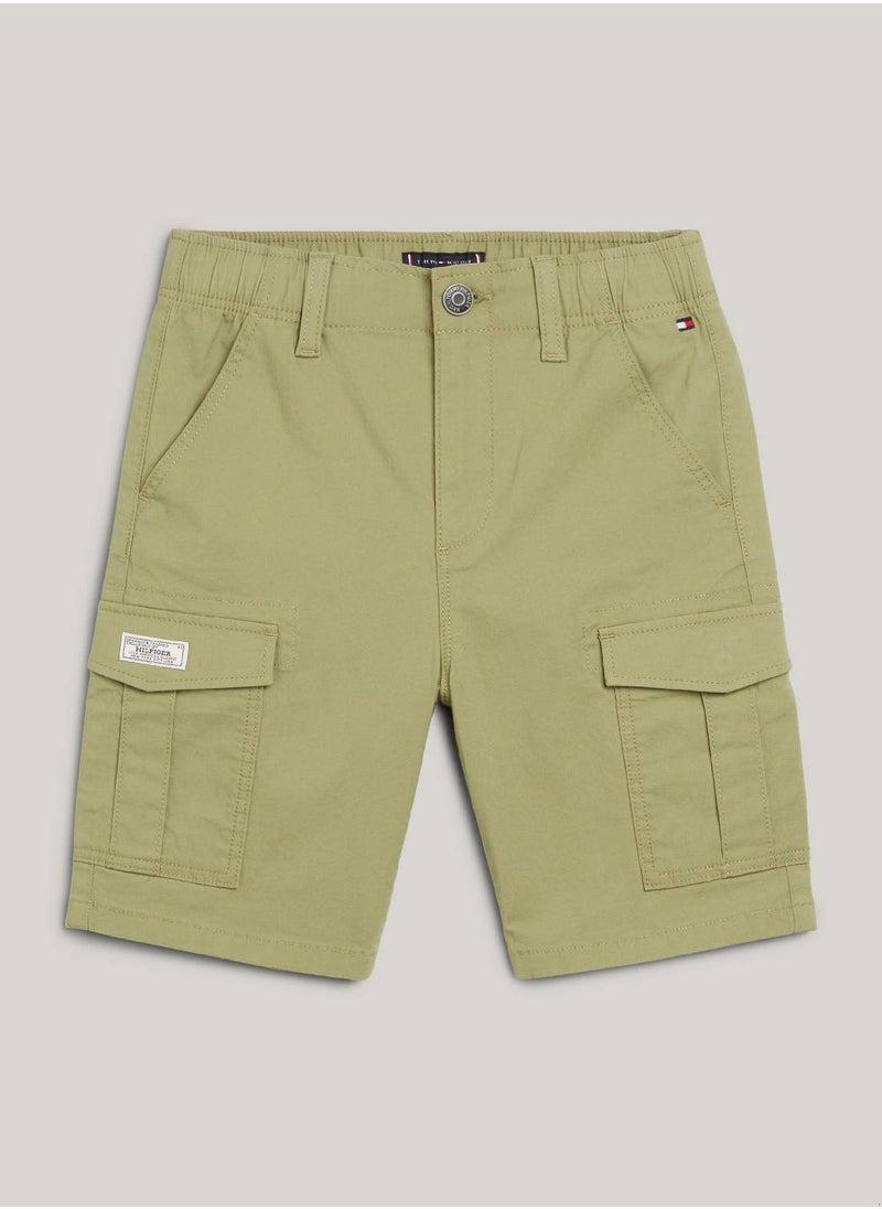 TOMMY HILFIGER Boys' Hilfiger Monotype Straight Cargo Shorts -  Stretch organic cotton, Green  - Image 2