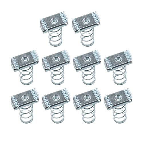 Xadnitu Strut Channel Nuts, 1/4"-20 Spring Channel Nut with Zinc Electroplate Finish, Long Spring Nuts Great for Use with Unistrut Channels (10 Pack) - Image 2