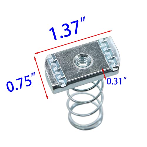 Xadnitu Strut Channel Nuts, 1/4"-20 Spring Channel Nut with Zinc Electroplate Finish, Long Spring Nuts Great for Use with Unistrut Channels (10 Pack) - Image 3