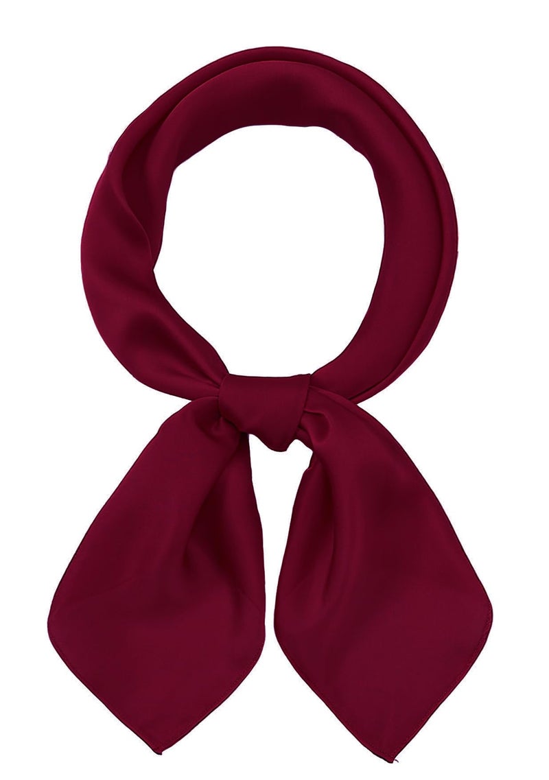 CHUNG Women's Square Satin Scarf 27.5" Bandanas Solid 50s Retro Neck Scarves Emulation Silk Handbag Hair Ribbons Necktie, Burgundy, 27.5*27.5" - Image 1