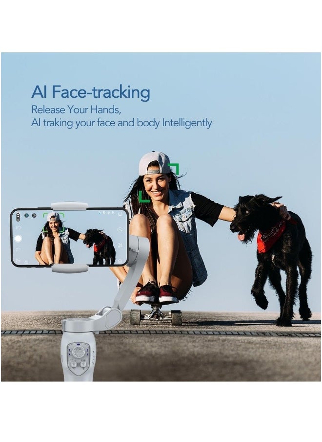 Generic - Smartphone Gimbal Stabilizer with Face Object Tracking 3 Axis Phone Gimbal for Android and iPhone Phone Stabilizer for Video Recording Built In Extension Rod Portable Vlogging Stabilizer Kit - Image 1