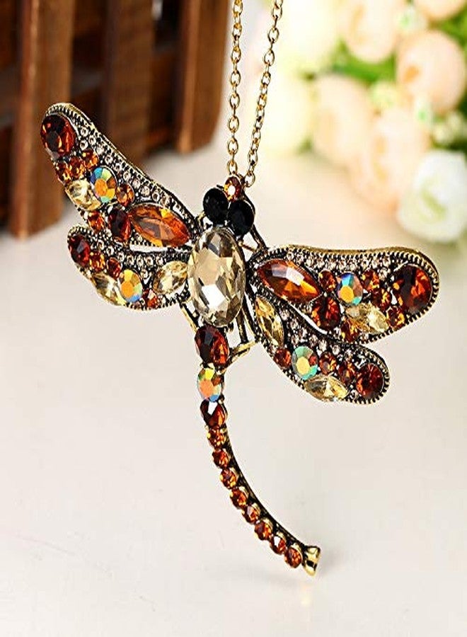 Bestdays Elegant Dragonfly Bird Brooch Pin Crystal Rhinestone Animal Party Jewelry (brown) - Image 5