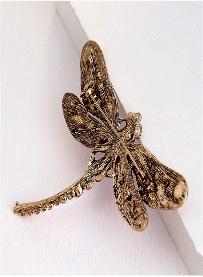 Bestdays Elegant Dragonfly Bird Brooch Pin Crystal Rhinestone Animal Party Jewelry (brown) - Image 4
