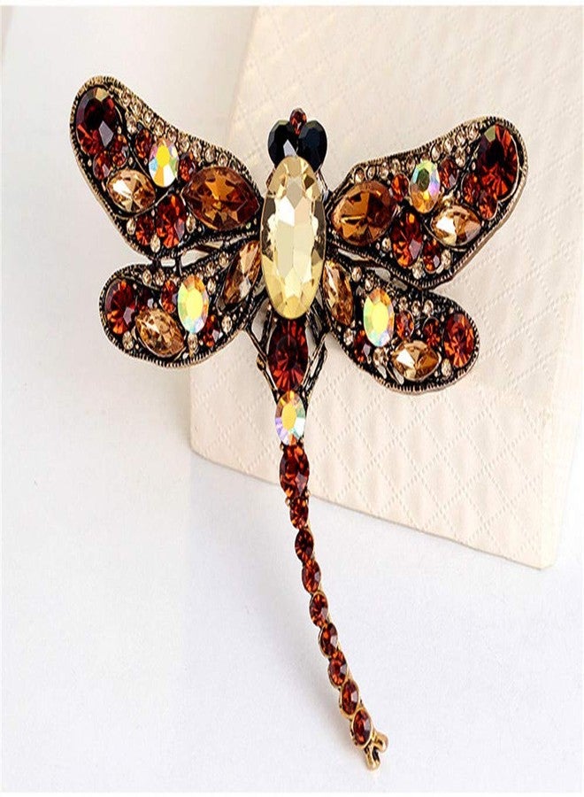Bestdays Elegant Dragonfly Bird Brooch Pin Crystal Rhinestone Animal Party Jewelry (brown) - Image 3
