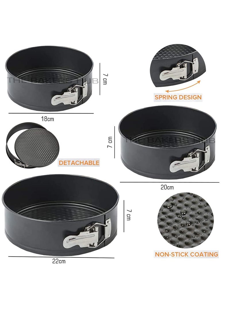The Bakers Hub - The bakers hub Non Stick Spring Form 6 7 and 8 inch Round 3 pcs Set for Cheese Cake - Image 1