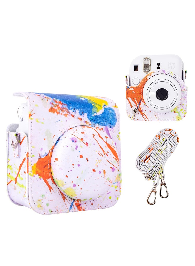 Colorful PU Leather Camera Case for Fujifilm Instax Mini 12 Instant Camera, Stylish Protective Carry Bag for Polaroid Instax Mini 12  - Image 1
