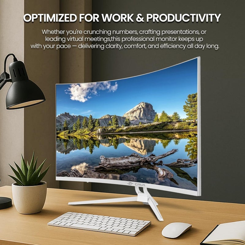 CRUA 32" inch 4K 60Hz Gaming Monitor UHD(3840x2160) Curved 1500R Display Screen Type-C 120% sRGB Built in Speaker RGB Backlighting Suitable for Home Office, Commercial Use & Image White - Image 5