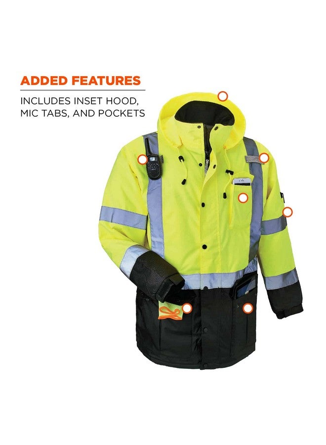 Ergodyne High Visibility Reflective Winter Safety Jacket, Insulated Parka, ANSI Compliant, Ergodyne GloWear 8384,Lime,Medium  - Image 4