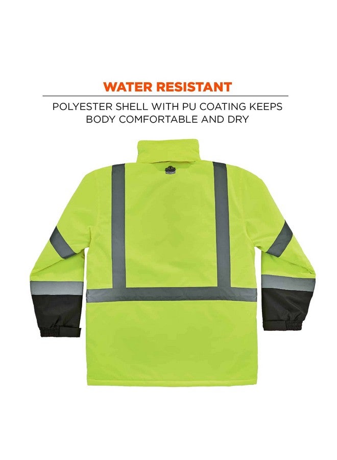 Ergodyne High Visibility Reflective Winter Safety Jacket, Insulated Parka, ANSI Compliant, Ergodyne GloWear 8384,Lime,Medium  - Image 1
