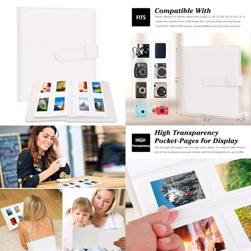 256 Photos Album for Fujifilm Instax Mini Camera Polaroid 2x3 Zink Pictures Photo Album Book for Fujifilm Instax Mini 11 12 9 90 70 40 8 Instant Camera For Instax Mini Instant Film White - Image 1