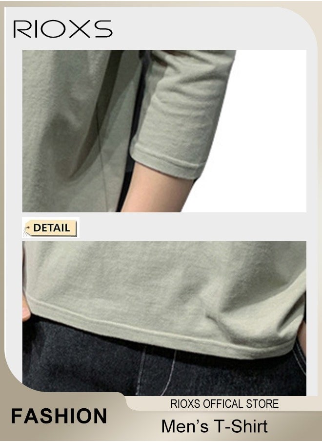 RIOXS - Men's Long Sleeve T-Shirt, Fashion Casual Blouse For Men, Loose Comfy Lightweight Tee Shirt, Stretchy Athletic Crew Neck Tops, Muscle T-Shirt, Gift For Daddy Boyfriend Husband - Image 1