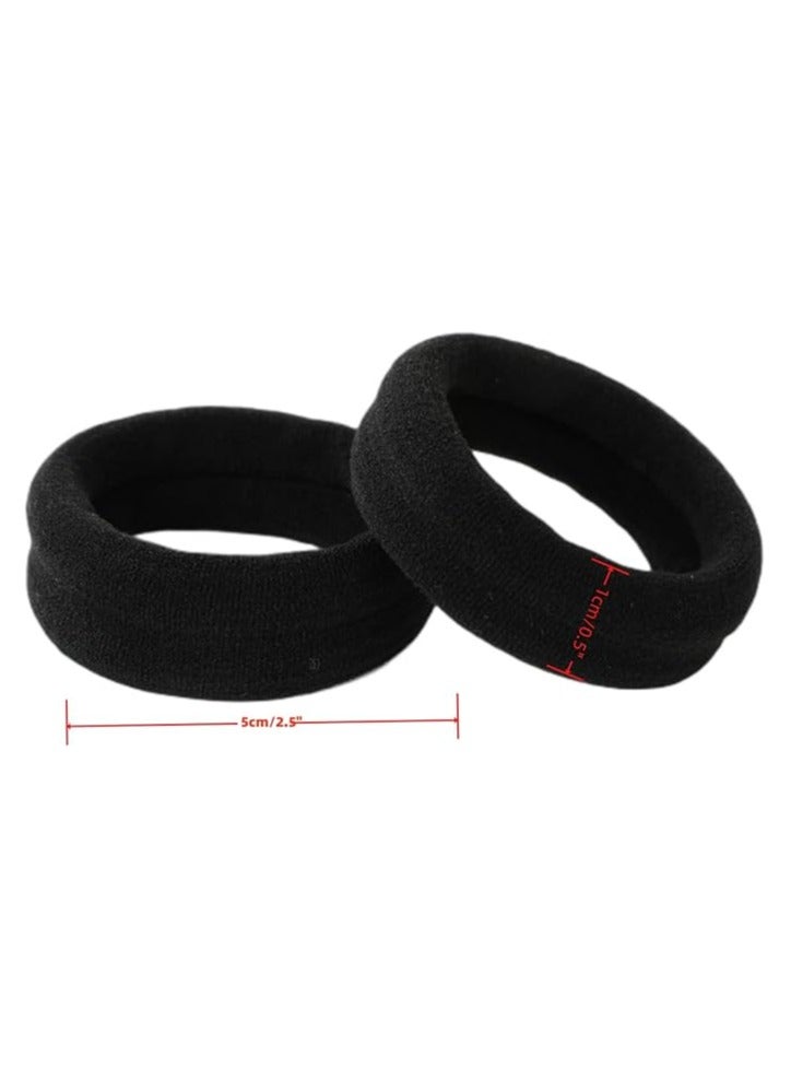 50pcs Black Hair Ties Heavy Curly Elastic Ponytail Holders Solid Headbands No Seamless Cotton for women & girls  (Black) - Image 3
