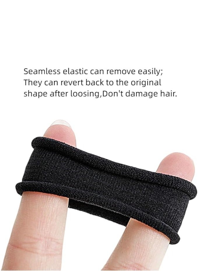 50pcs Black Hair Ties Heavy Curly Elastic Ponytail Holders Solid Headbands No Seamless Cotton for women & girls  (Black) - Image 4