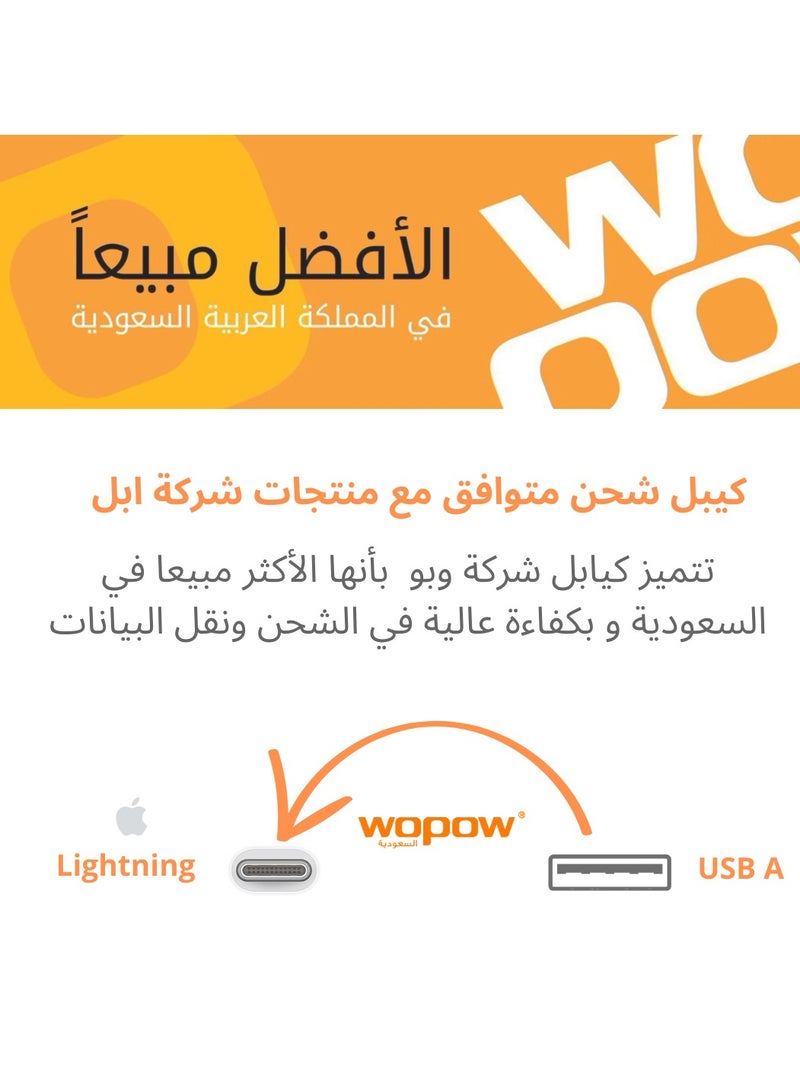 Wopow Lightning to USB Cable | Fast Charging & Data Transfer | Compatible with iPhone & iPad - Image 2
