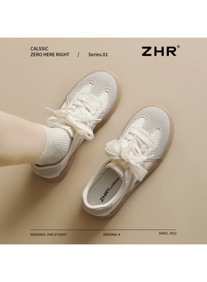 Zhr Dexun Women's Lace-up Thick-soled Heightening Casual Shoes, Versatile Sports Shoes For Women, Ks63, Beige, Size 38 - Image 3