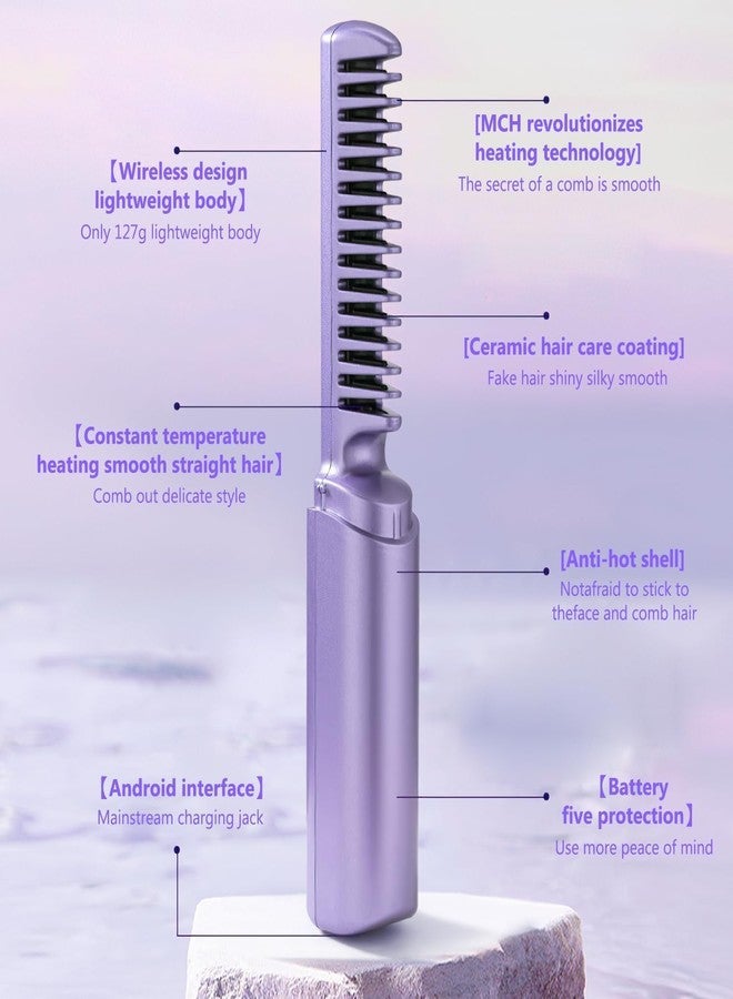 ANGENIL Wireless Hair Straightening Brush | Rechargeable Hair Straightener Brush For Women | Cordless Heat Straightener Comb, Electric Hair Brush Straightener with Negative Ion (Multicolored) - Image 5