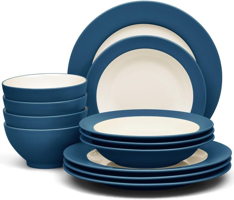 Noritake Colorwave Blue 12Piece Rim Dinnerware Set Service for 4 - Image 1