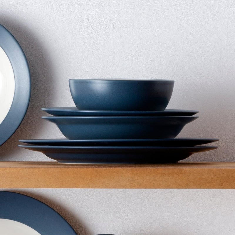 Noritake Colorwave Blue 12Piece Rim Dinnerware Set Service for 4 - Image 5
